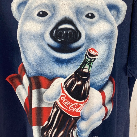 Vtg 1995 Coca-Cola Coke Polar Bear Single Stitch T-Shirt Made USA Men’s XL - Picture 1 of 11
